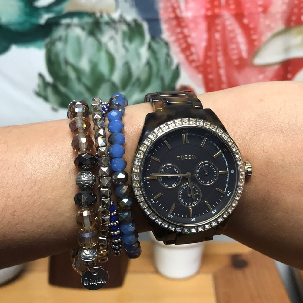 Tortoise Shell Fossil Watch